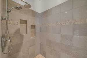 Room details with tiled shower