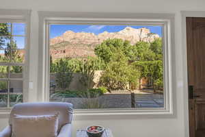 Entryway with a mountain view