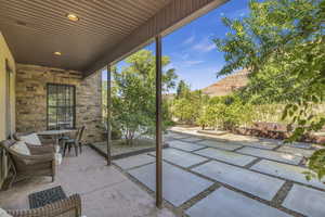 View of patio featuring outdoor dining area