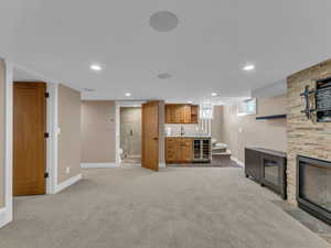 Built in 9.1 speaker system with a new cozy gas fireplace