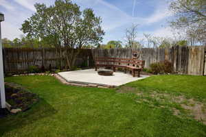 View of yard featuring a patio and a fenced backyard