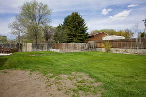 View of yard featuring a fenced backyard