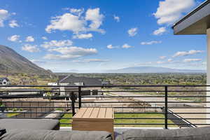 Deck featuring a mountain view