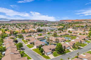 Aerial view featuring a mountain view and a residential view