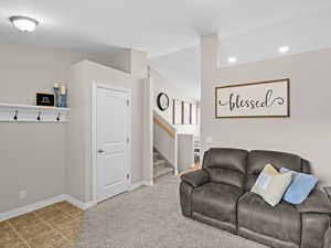 Living room with stairs
