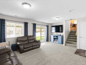 Living room with backyard entrance