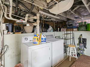 Clothes washing area with laundry area and washing machine and dryer