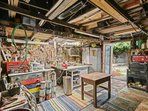 Interior space featuring a workshop area