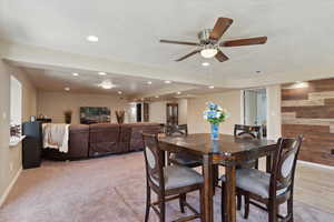 Dining room with wet bar that could easily be turned into a kitchen for a mother in law apartment.