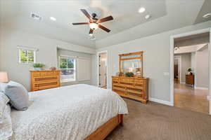 Bedroom with recessed lighting, baseboards, and visible vents
