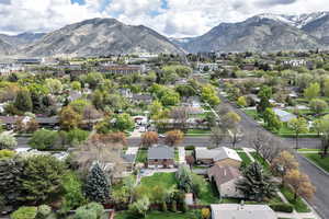 Aerial view featuring a mountain view