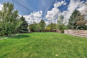 View of yard featuring a fenced backyard
