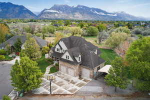 Birds eye view of property with a mountain view