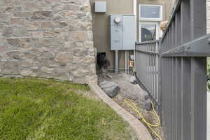 View of home's exterior featuring stone siding