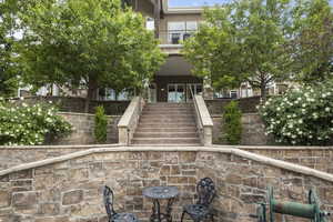 View of patio with stairway