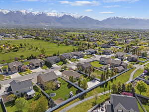 Aerial view featuring a mountain view