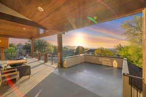 Patio terrace at dusk