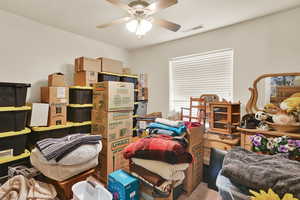 Storage with ceiling fan and visible vents
