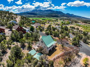 Drone / aerial view with a mountain view