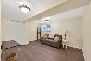 Lower level family room/ exercise room/ yoga space or home office.