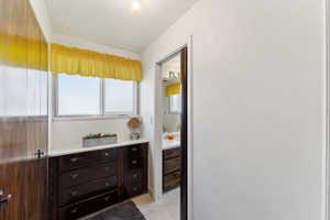 Interior space with tile patterned floors
