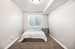 Bedroom with baseboards and carpet flooring