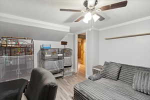 Interior space with ceiling fan