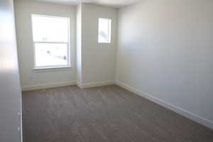 Unfurnished room with baseboards, plenty of natural light, and light colored carpet