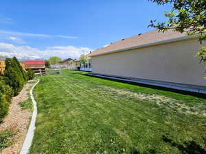 Backyard behind garage