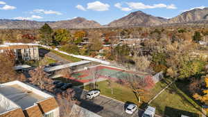 View of mountain background with nearby suburban area