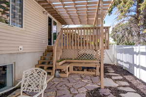 View of patio with a fenced backyard