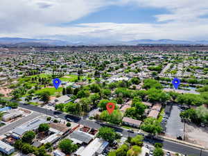 Bird's eye view with a mountain view and a residential view