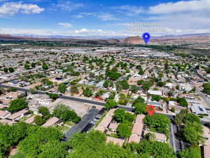 Aerial view featuring a mountain view
