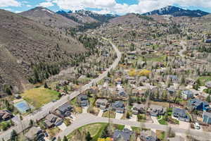 Bird's eye view with a mountain view and a residential view