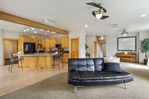 Living room with Kitchen view