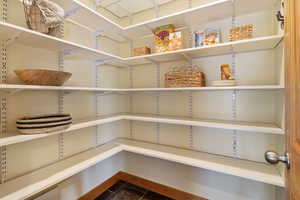 Walk in pantry with abundance of storage