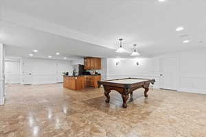 Rec room featuring recessed lighting, baseboards, and pool table