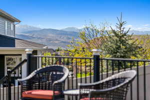 Balcony with a mountain view