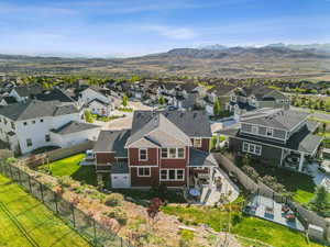 Aerial view featuring a residential view and a mountain view