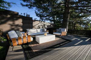 Deck with an outdoor hangout area