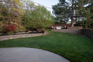 View of yard with a patio area and fence