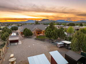 Drone / aerial view featuring a mountain view
