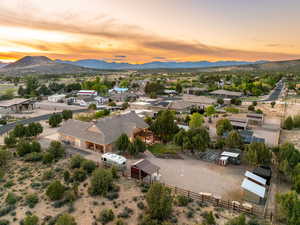 Drone / aerial view with a mountain view