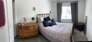 Bedroom with carpet flooring