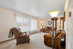 Living room featuring carpet floors