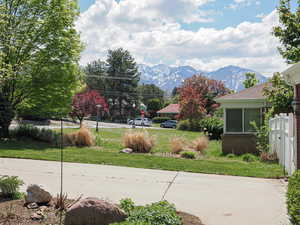 View of yard featuring a mountain view
