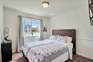 Bedroom featuring baseboards and carpet flooring