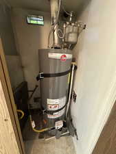 Utility room with secured water heater