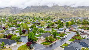 Bird's eye view featuring a residential view and a mountain view