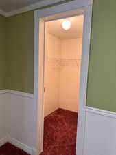 Spacious closet with carpet floors